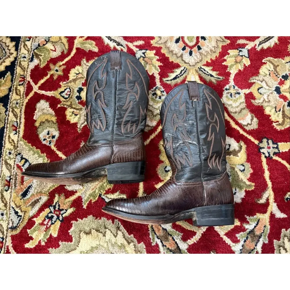 Billy Boots Mens Cowboy Western Boots Embossed Leather US 8 Mex 27 Crocodile